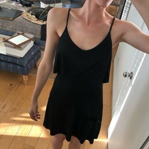 Tobi black tiered ruffle crop top dress